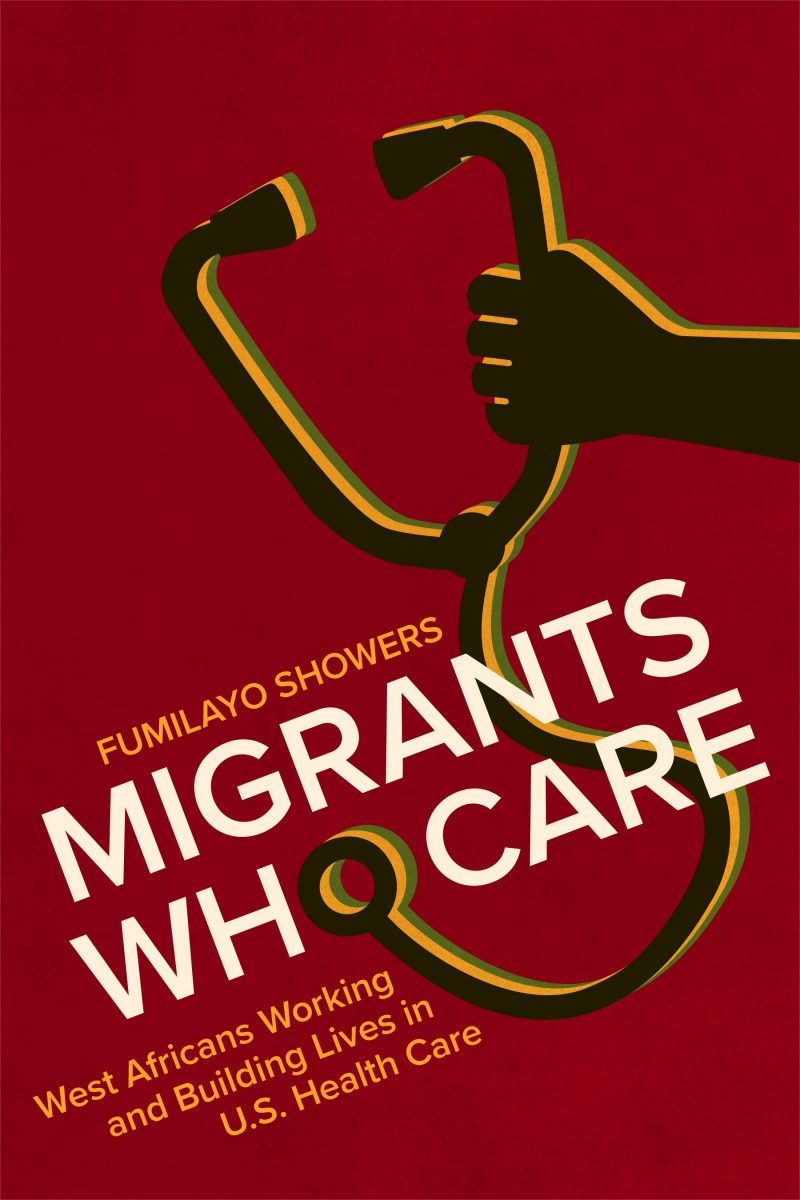 Cover of the book Migrants who care has a hand silhouette holding a Stethoscope